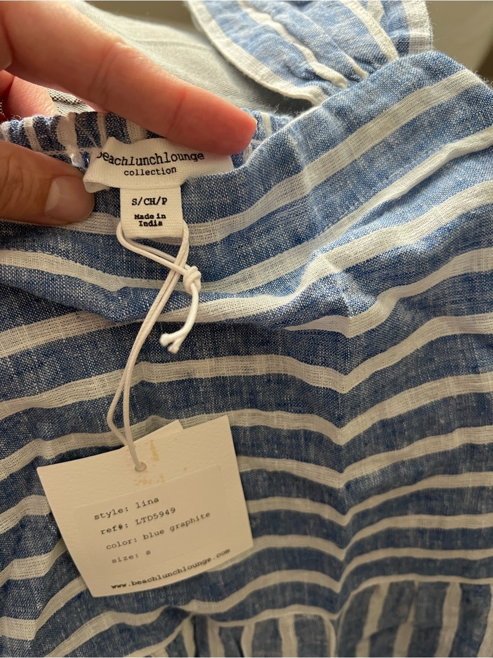 beachlunchlounge Blue and White Striped Sleeveless Dress - Picture 2 of 4